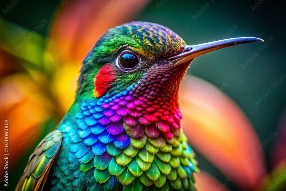 Fototapeta premium Vibrant Aztec Hummingbird Art with Intricate Patterns and Bold Colors for Decorative Purposes