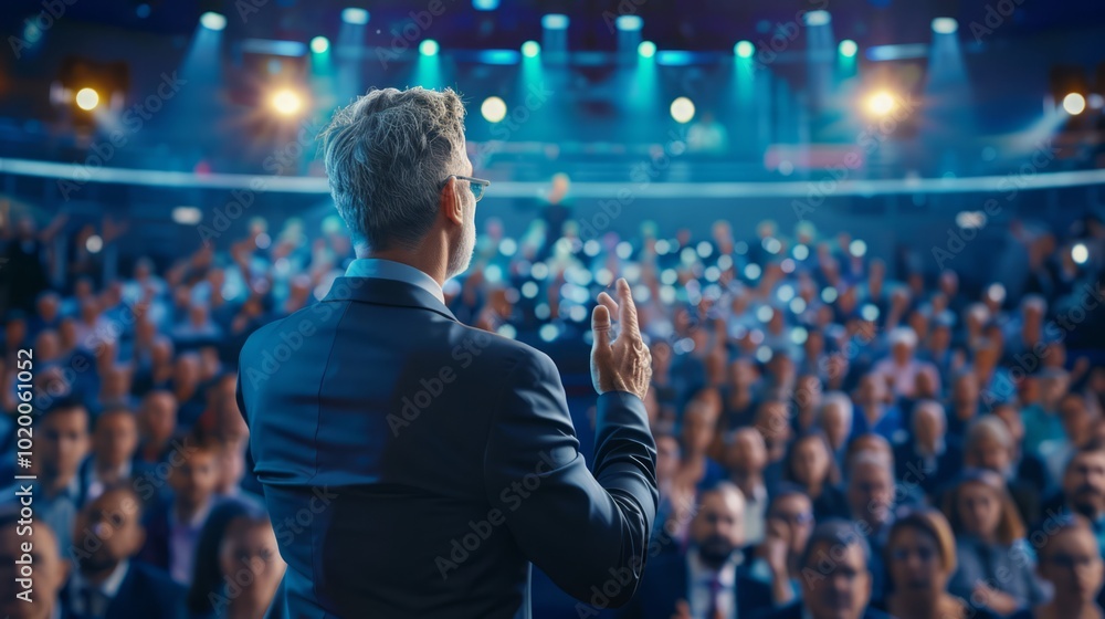 Fototapeta premium Motivational Speaker Engaging Audience in Business Setting
