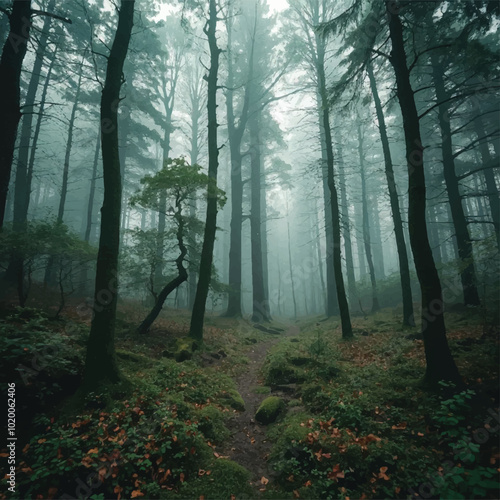 forest in fog