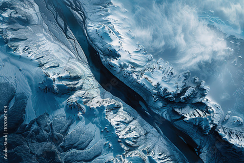 Wallpaper Mural satellite photography of a cold planet landscape Torontodigital.ca