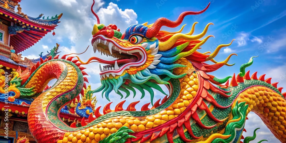Fototapeta premium Vibrant Chinese New Year Dragon Clip Art for Celebrations and Cultural Events, Ideal for Design Projects