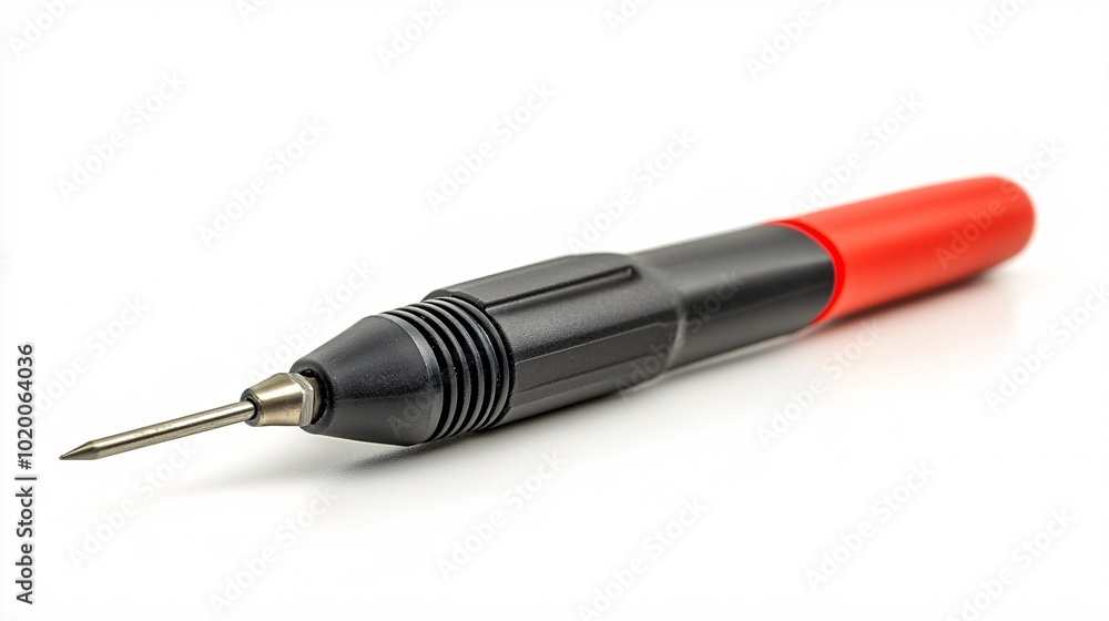 A sleek soldering tool with a precision tip rests on a clean white surface, perfect for electronics and DIY projects. A sleek soldering tool with a precision tip rests on a clean white surface, perfect for electronics and DIY projects.