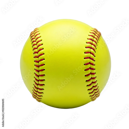 Yellow softball isolated on transparent background. PNG 
