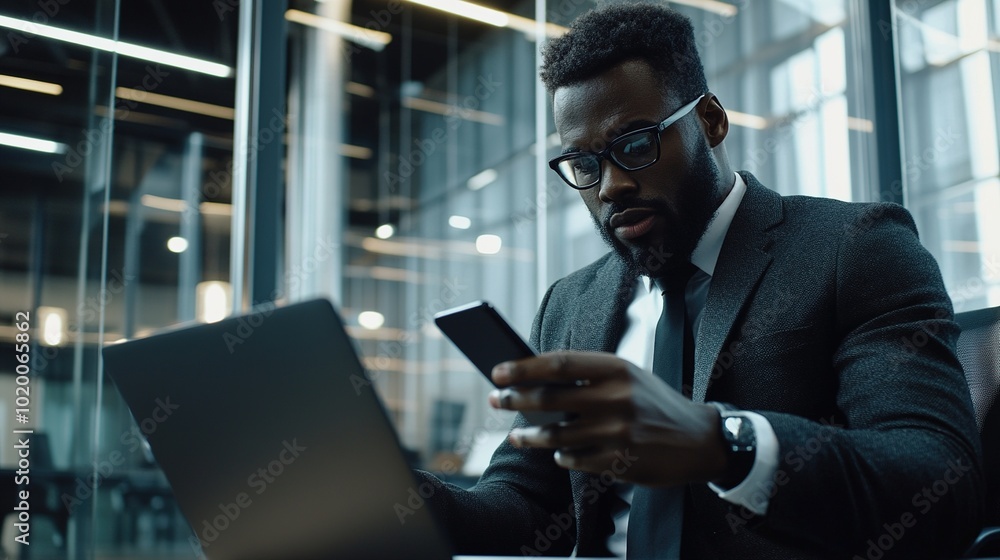 Professional Working in Modern Office Environment Professional Working in Modern Office Environment