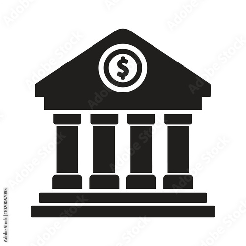 Bank icon. Building icon. Building with iconic columns. Historic building icon