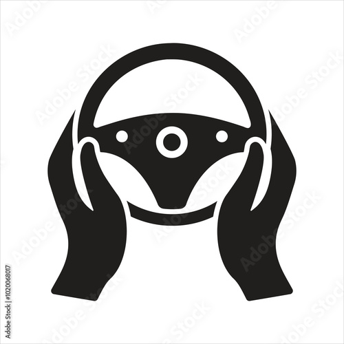 Steering wheel icon. Hands-on steering wheel icon