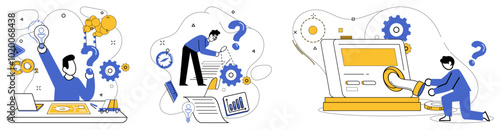 Modern product vector illustration. Modern product ideas blossom in fertile soil creative development Perspectives in innovation unveil new horizons for evolution modern products Creativity