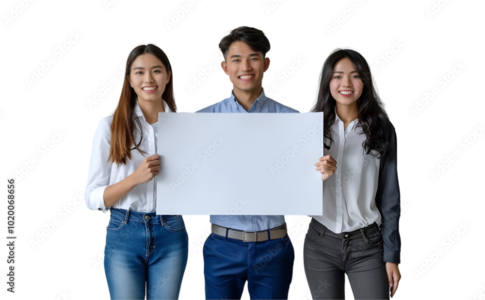 group of business people holding blank banner group of business people holding blank banner