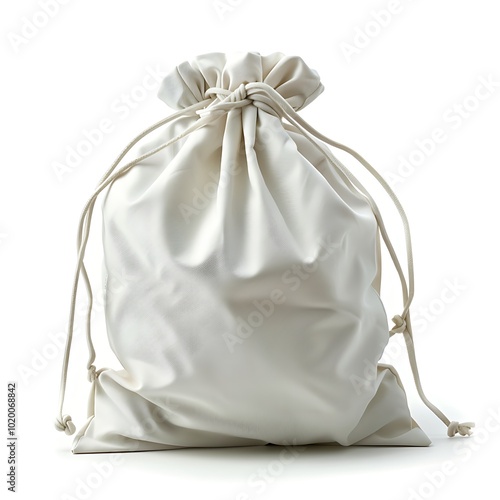 White cotton bag isolated on white background