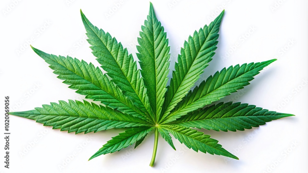 Vibrant Green Cannabis Leaf Isolated on White Background for Natural and Herbal Product Concepts Vibrant Green Cannabis Leaf Isolated on White Background for Natural and Herbal Product Concepts