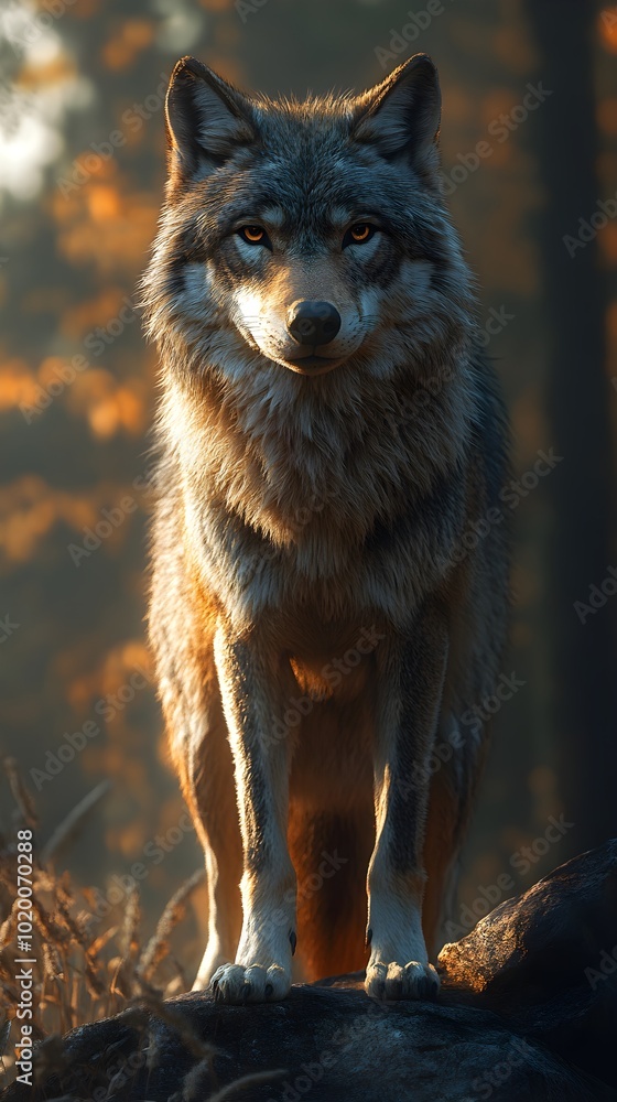Wild Wolf Roaming Mountains Realistic Majestic Animal Artwork Wild Wolf Roaming Mountains Realistic Majestic Animal Artwork