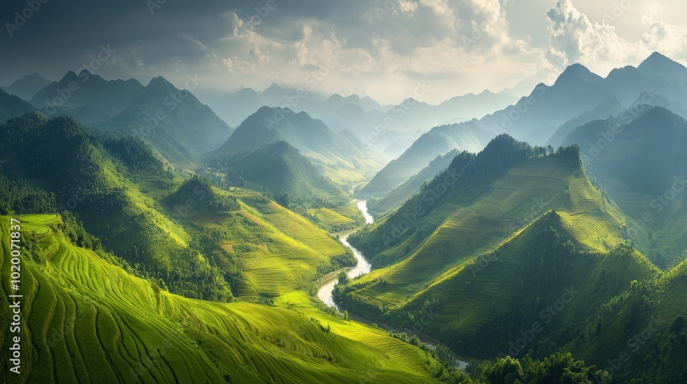 Fototapeta premium Mountain River Landscape.