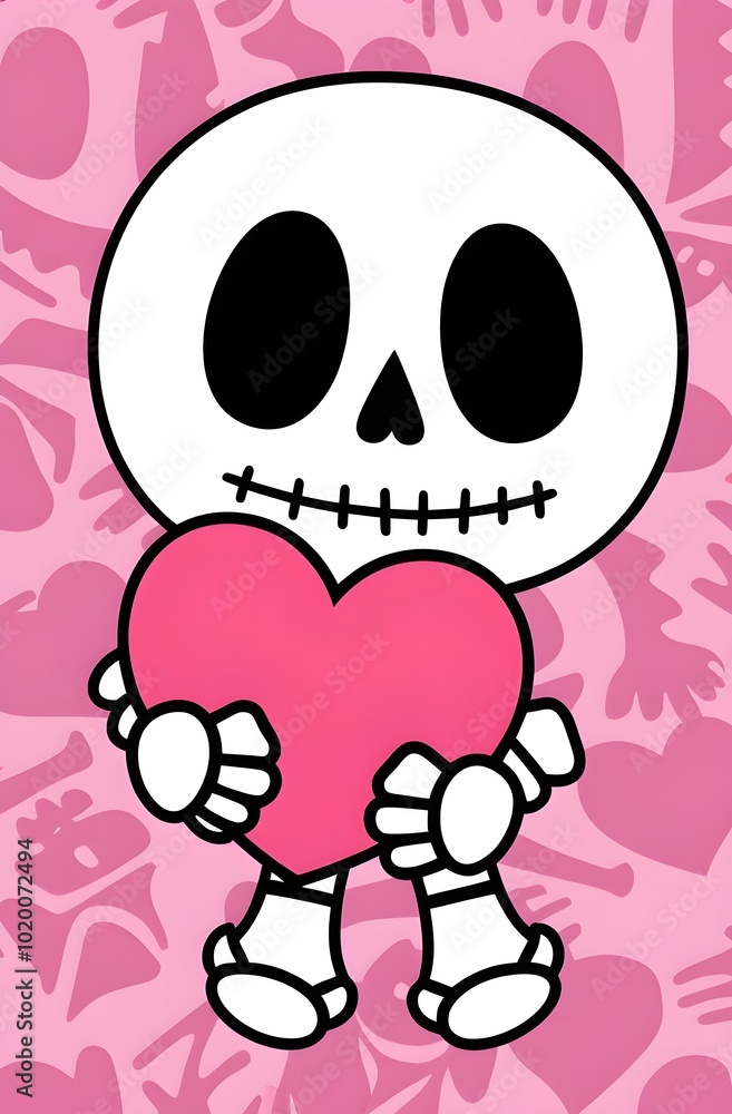 cartoon skeleton holding a heart cartoon skeleton holding a heart