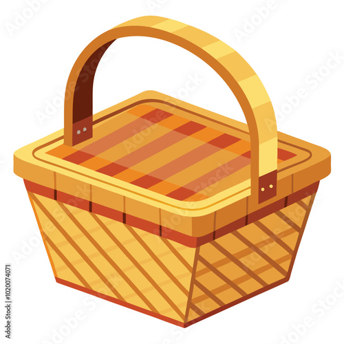 Basket wicker picnic vector illustration isolated on a white background