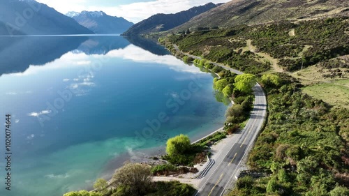 Wallpaper Mural Aerial view over Kingston Lake Camping near Queenstown, New Zealand's South Island Torontodigital.ca