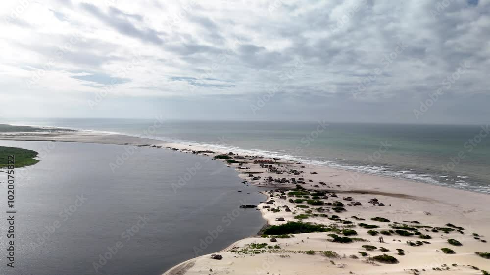 Drone view of dunes and lagoons in Lençóis Maranhenses National Park - Rota Lagoa Azul, Maranhão, Brazil Drone view of dunes and lagoons in Lençóis Maranhenses National Park - Rota Lagoa Azul, Maranhão, Brazil