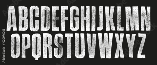 Cartoon Screen Print Font. Individually textured characters with a rough halftone screen print texture. Unique design font