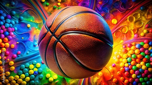 Vibrant March Madness Basketball Wallpaper with Dynamic Colors and Eye-Catching Patterns for Fans photo