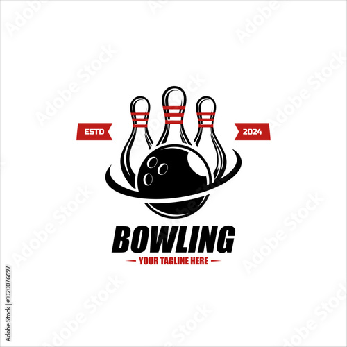 Bowling logo sport design template  bowling tournament logo badge design vector illustration