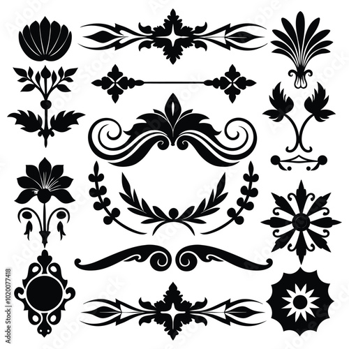 Vintage Floral Elements Vector Set