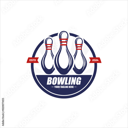 Bowling logo sport design template  bowling tournament logo badge design vector illustration