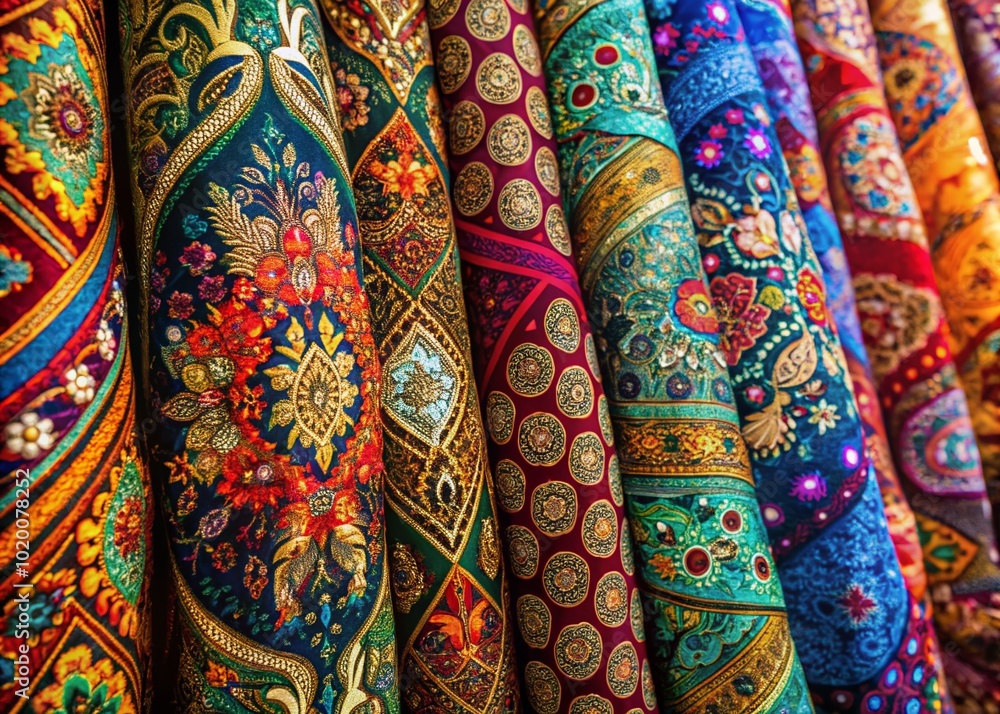 Vibrant Muslim Fabric with Intricate Patterns Perfect for Textile Design and Cultural Celebrations Vibrant Muslim Fabric with Intricate Patterns Perfect for Textile Design and Cultural Celebrations