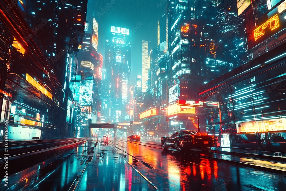 A hightech metropolis where the buildings are made of glowing energy and the streets are bustling with robots A hightech metropolis where the buildings are made of glowing energy and the streets are bustling with robots