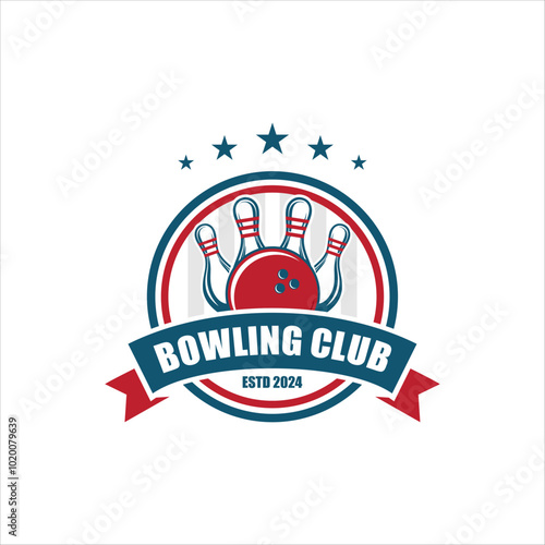 Vintage bowling logo design. Bowling club tournament logo design.