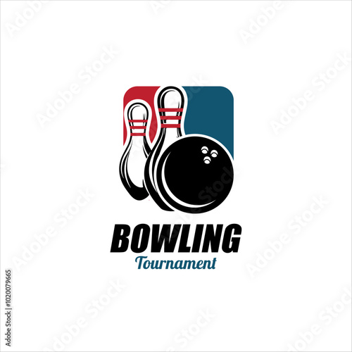 Vintage bowling logo design. Bowling club tournament logo design.