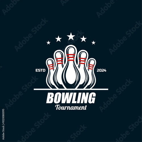 Vintage bowling logo design. Bowling club tournament logo design.