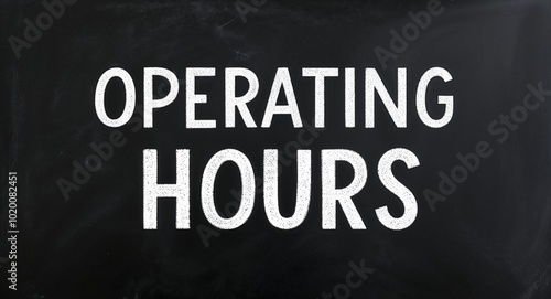 operating hours text lettering on blackboard chalkboard background