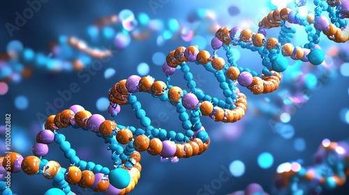 A magnified view of DNA transcription, showing RNA polymerase in action copying genetic information photo