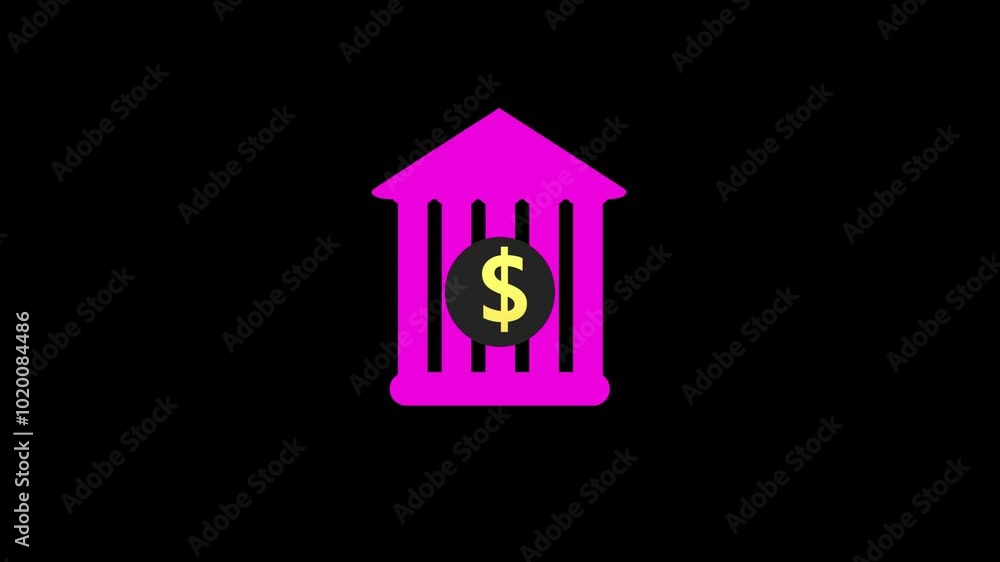 Bank icon looping animation on black background
Bank icon looping animation on black background