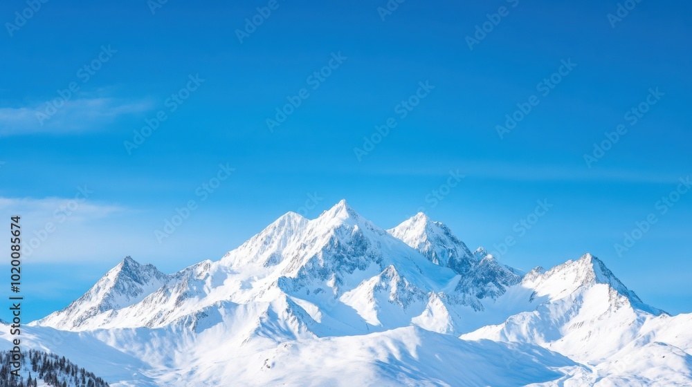 Snow-capped mountains rise majestically against a clear blue sky, showcasing nature's serene beauty and tranquility. Snow-capped mountains rise majestically against a clear blue sky, showcasing nature's serene beauty and tranquility.