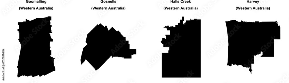 Goomalling, Gosnells, Halls Creek, Harvey outline maps Goomalling, Gosnells, Halls Creek, Harvey outline maps