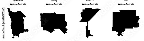 South Perth, Stirling, Subiaco, Swan outline maps