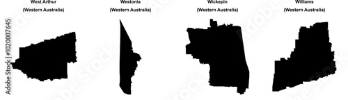 West Arthur, Westonia, Wickepin, Williams outline maps
