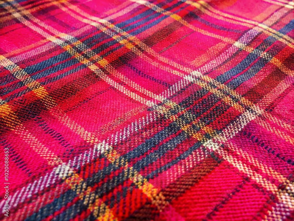 Vibrant Red and Pink Plaid Pattern Textile Perfect for Fashion, Interior Design, and Crafts Projects