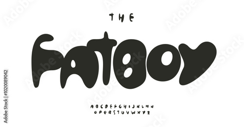 Fat fluid font, ink stain letters, soft bubbly alphabet. Playful liquid typography for modern logos and headlines. Chunky rounded typographic design. Vector typeset.