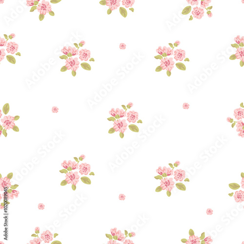 Pattern seamless of flower minimal stye on transparent background. Artwork for textile, wallpaper, background.


