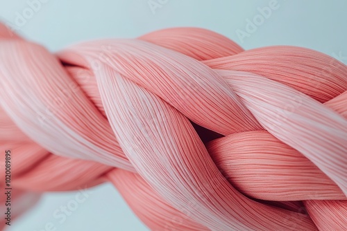 Close-up of intricate pink muscle fibers intertwined. photo