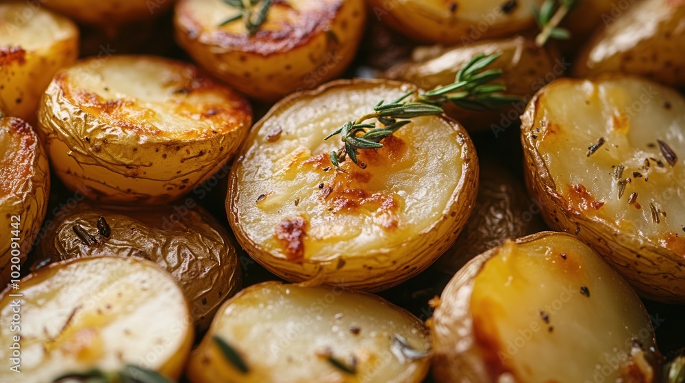 baked potato, cut in half, with spices. A dish for the festive menu baked potato, cut in half, with spices. A dish for the festive menu