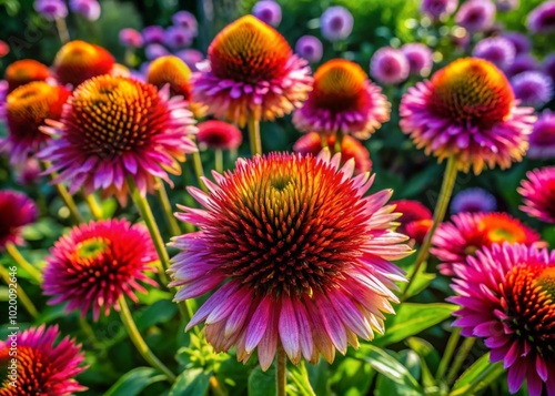 Vibrant spiky flowers in a garden showcasing nature's beauty and unique floral characteristics