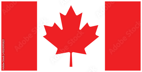 Flag of Canada. Vector rectangle flag icon with white frame