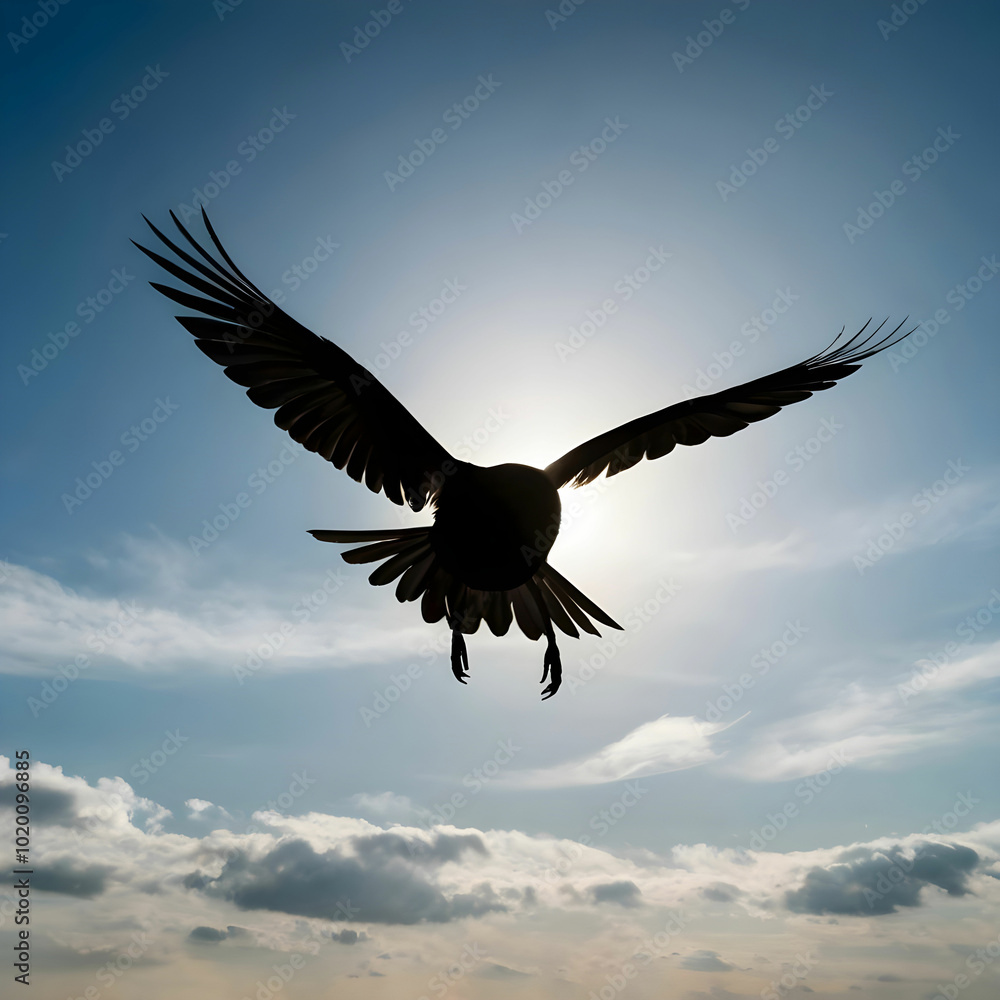 Naklejka premium Silhouette flying bird background