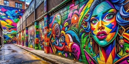 Vibrant Urban Graffiti Art Background with Colorful Patterns and Bold Designs for Creative Projects