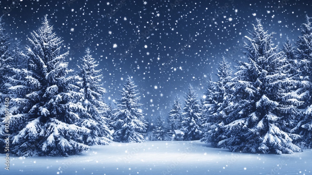 A serene winter landscape featuring snow-covered trees in a gentle snowfall, creating a tranquil and magical atmosphere in the heart of nature. A serene winter landscape featuring snow-covered trees in a gentle snowfall, creating a tranquil and magical atmosphere in the heart of nature.