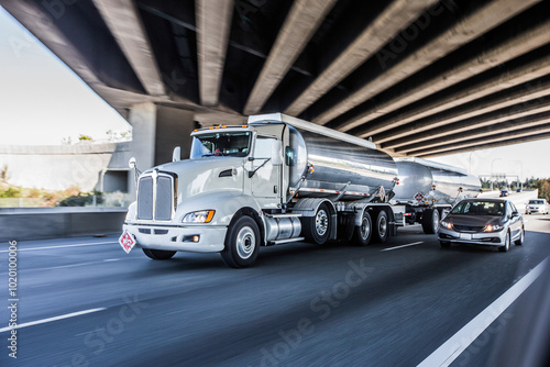 Fuel delivery truck enroute to gas station