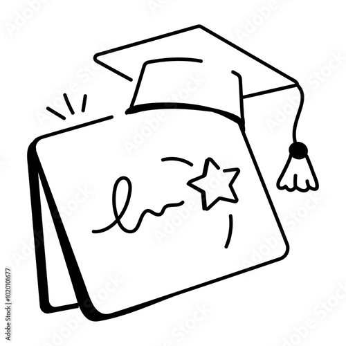 A graduation note icon in drawing style 

