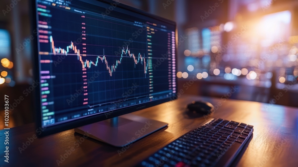 A computer screen shows real-time cryptocurrency charts and trading data. Fast and fluid trading. A computer screen shows real-time cryptocurrency charts and trading data. Fast and fluid trading.